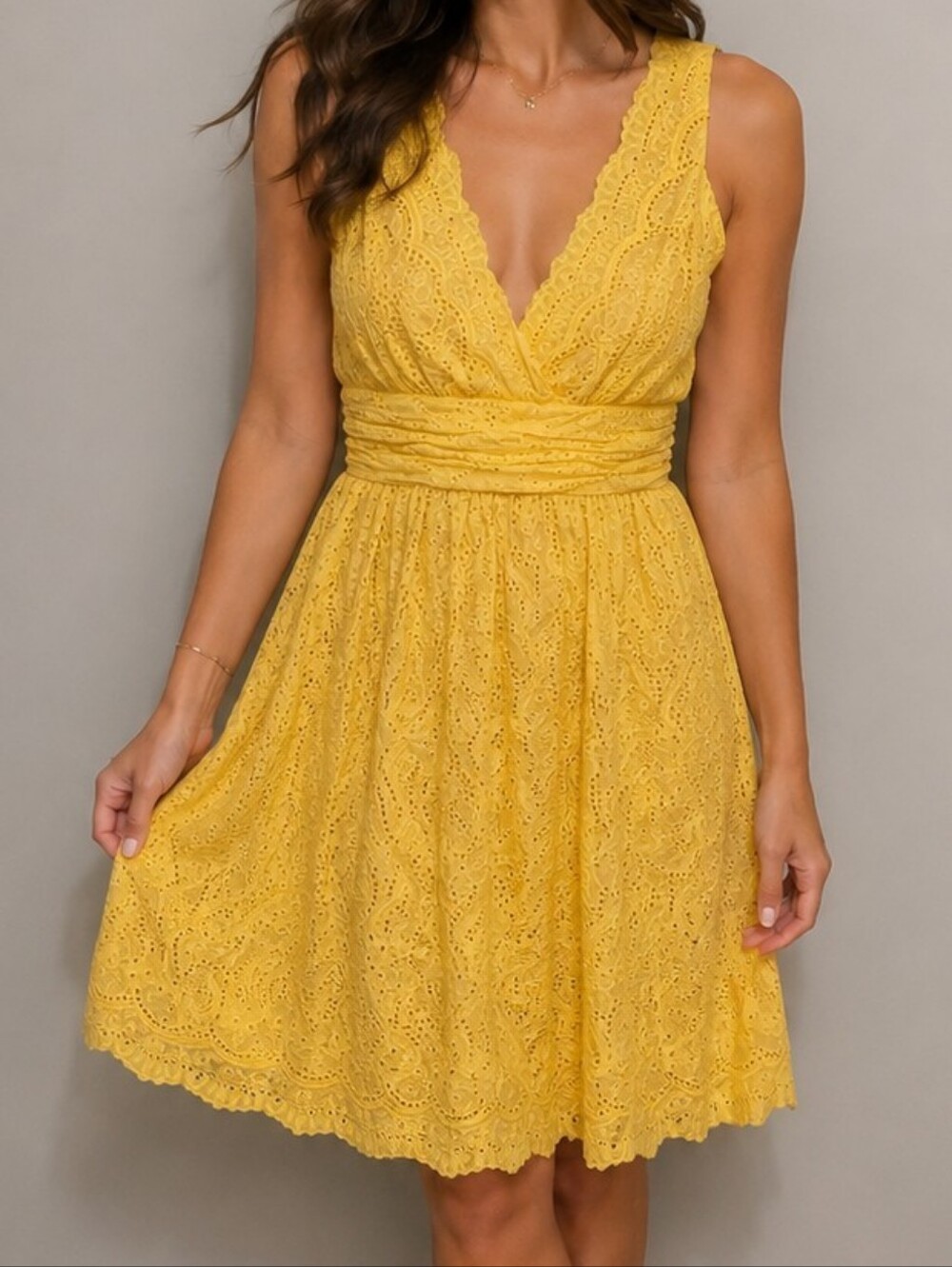 Women's Yellow Lace Summer Dress
